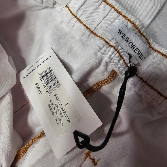 We Wore What Straight Leg Pull On Stretch Twill Denim Classic White Size Large - Picture 4 of 7